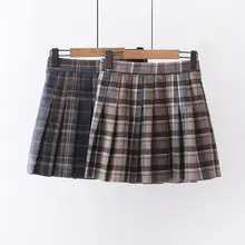 Осенне-зимняя Мини Сексуальная трапециевидная плиссированная винтажная клетчатая юбка для женщин, женские юбки, женские юбки для девочек saia saias, Женская юбка falda синего цвета