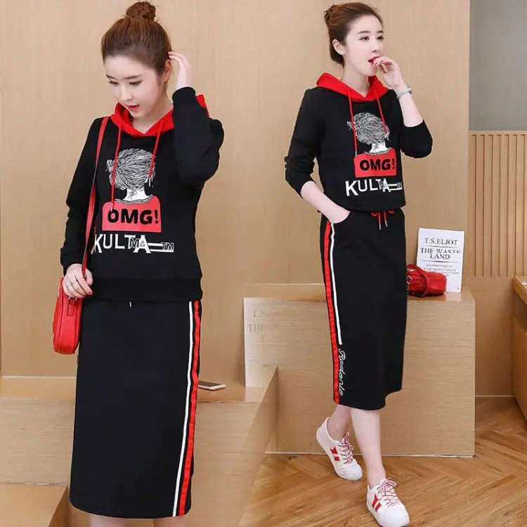 

2019 Autumn Clothing New Style Two-Piece Set Sports Leisure Suit Mid-length Suit Skirt
