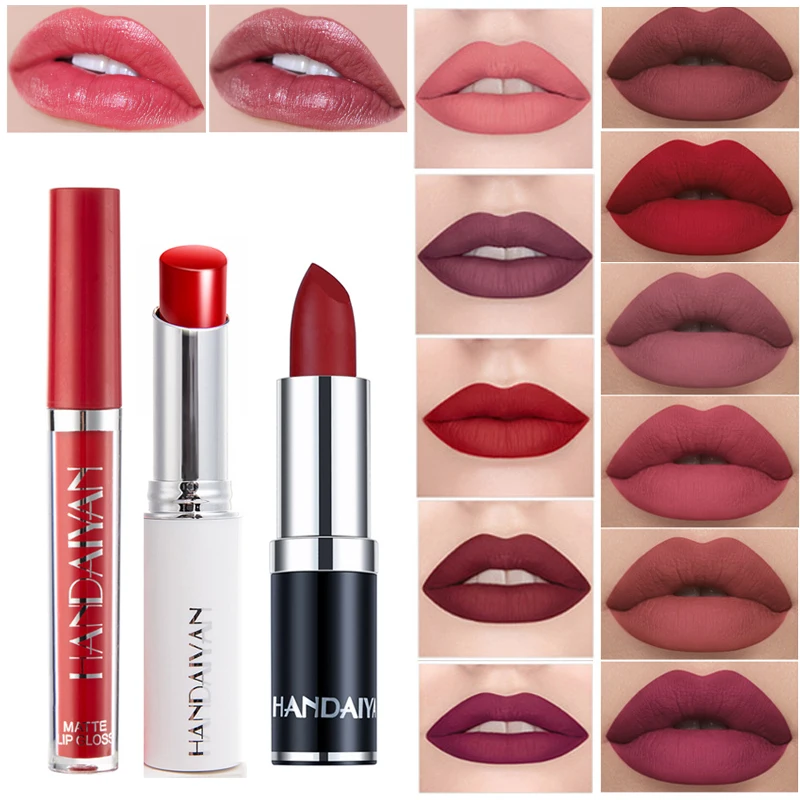 

Mix Color Matte Lip Gloss Lipstick Waterproof Long Lasting Natural Non-stick Cup Matte Sexy Lipsticks Red Lip Tint Cosmetics