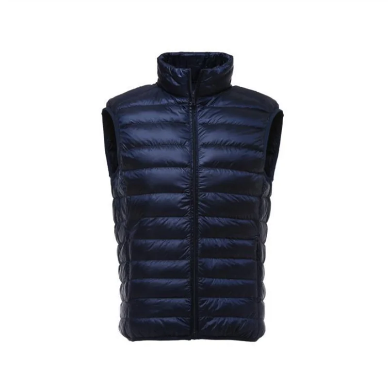 MJ 8 blue Новое поступление, мужская куртка без рукавов, зимний ультралегкий жилет на белом утином пуху, мужской тонкий жилет, мужской ветрозащитный Теплый жилет - Цвет: MJ 8 blue