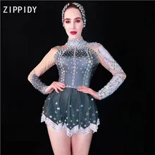 Разноцветные стразы с длинными рукавами черное платье DS танцевальный наряд день рождения Празднование платье для женщин певица сценическое платье