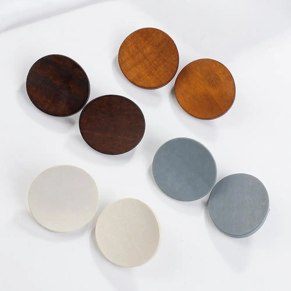 Pendant Earrings AENSOA Round Wooden Earrings For Women Vintage 4 Color Wood Statement Pendant Earrings Costume Jewellery Gift