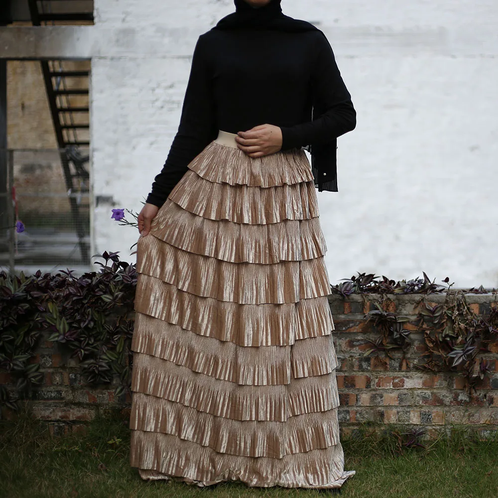 Faldas Mujer Moda размера плюс высокая талия юбка-пачка Макси плиссированная юбка женские длинные юбки женская мусульманская одежда Jupe Longue Femme
