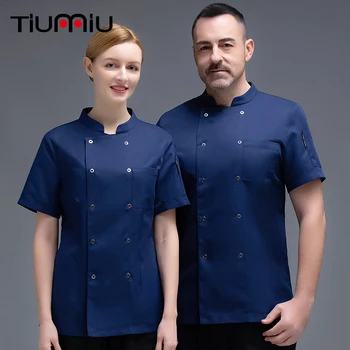 

2020 Chef Jacket Wholesale Bakery Chef Clothes Chef Coat Unisex Restaurant Uniform Short Sleeves Cake Baker Dining Room Overalls
