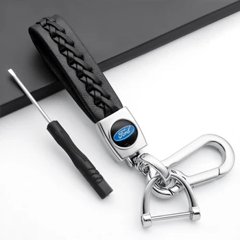 

3D Metal Leather Auto Logo Keychain Key Chain Key Rings Ford ST FOCUS 2 3 Mondeo Fiesta Kuga MK2 MK3 MK4 Auto Stying Accessories
