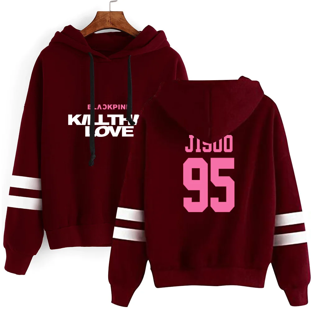 Najtaniej Kpop Oversize bluzy z kapturem damskie Blackpink bluza z kapturem z nadrukiem z rekreacyjne swetry koreańska odzież damskie modne luźne ciepłe w stylu Kawaii