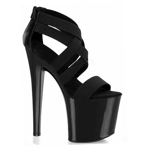 Bride's wedding shoes, steel pipe dancing shoes, sexy suede Roman style ultra high heel sandals, 20cm thick waterproof platform