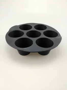 

Silicone Cake Mold 7 Hole Circle Baking Mold Black and White with Pattern