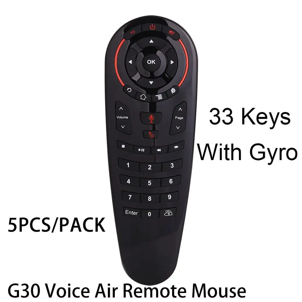 

5Pcs/Pack G30 Air Mouse Remote Control 2.4G Wireless Voice Universal 33 keys IR Program learning Gyro Smart for Android tv box