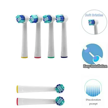 

4pcs Toothbrush Heads Replacement round Brush Fit For Oral B Soft bristles