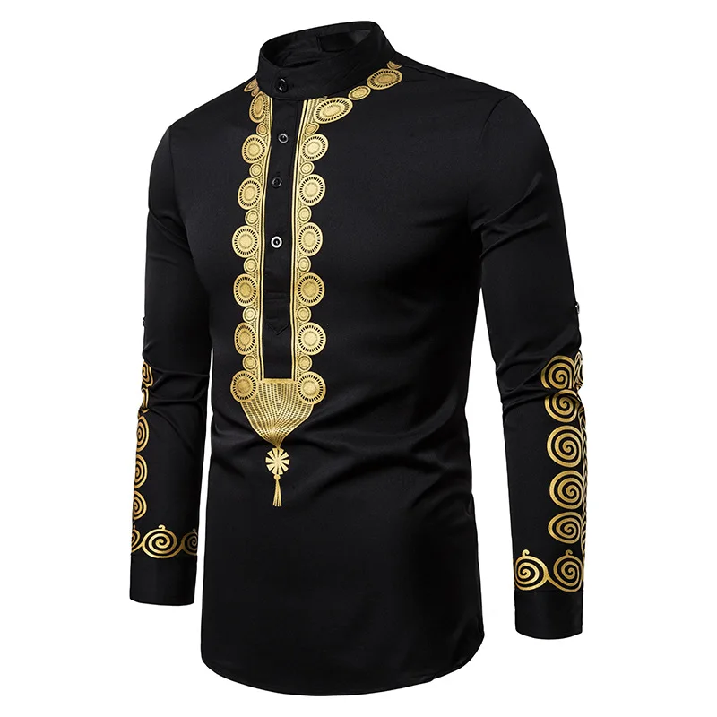 Повседневная рубашка мужская одежда Рубашки Африканский стиль chemise homme модные camisa masculina Фитнес рубашка с принтом