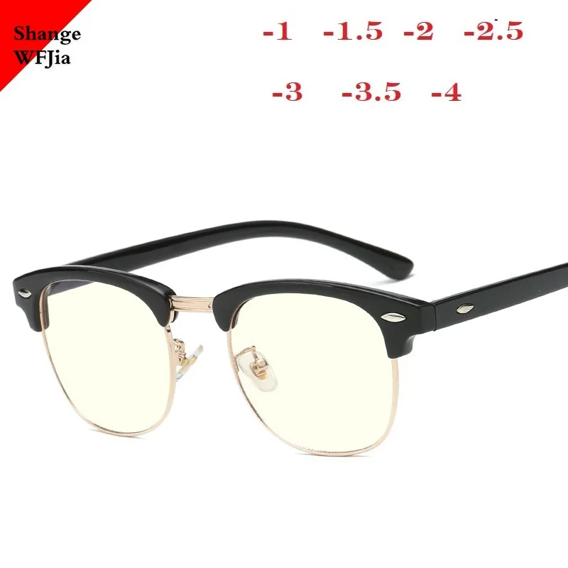 Optical glasses frames-1-1.5-2-2.5-3-3.5-4-4.5-5.0-5.5-6.0 Classic Myopia Glasses Women Men Optical Glasses metal Eyewear Frame PD62-64MM