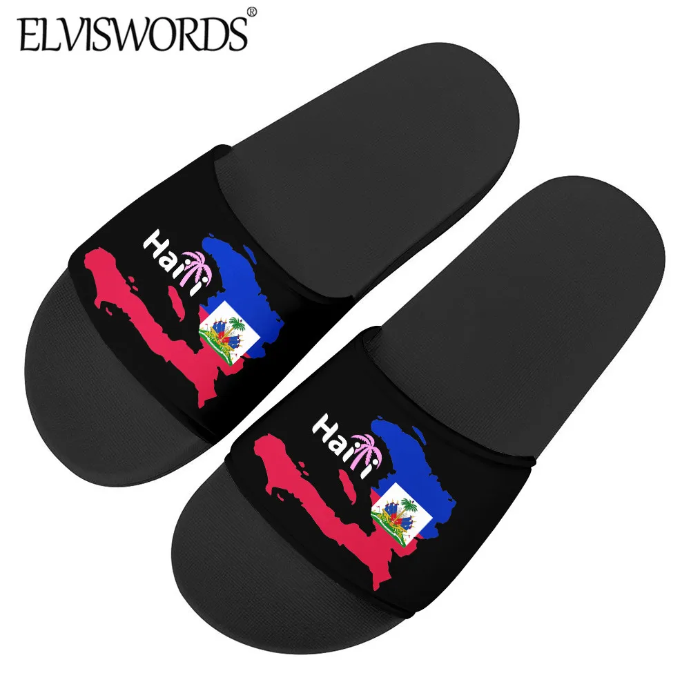 ELVISWORDS новинка 2020 года модные летние сандалии с красным и синим флагом Гаити