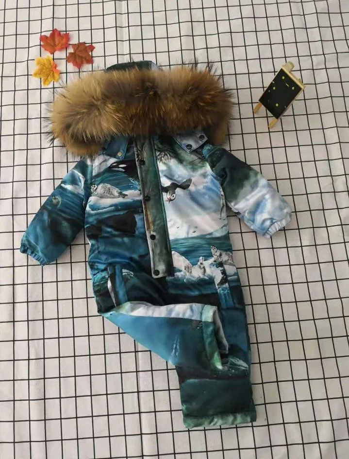 Детский пуховик зимняя одежда с капюшоном теплая верхняя одежда детская одежда с воротником из натурального меха енота Modis пуховик Y1663