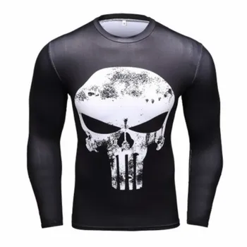 

Men Tight Sport Running T Shirt Quick Dry Long Sleeve Print Men Training T-Shirt Fitness Men Gym Clothing Boy Top Tee MMA