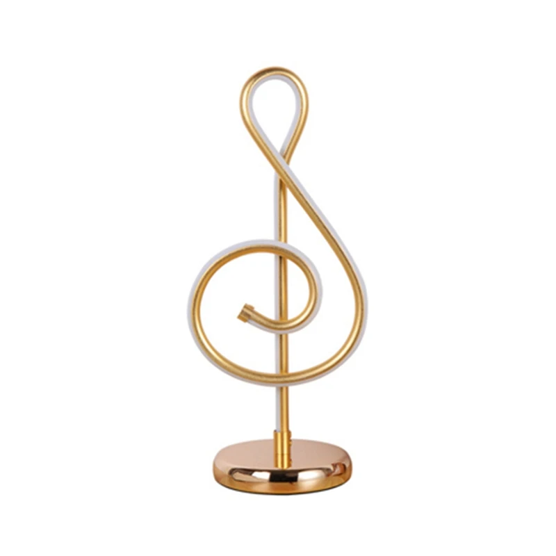 

ABUI-25W Modern Golden Music Note Bedroom Led Desk Lamp Artistic Home Living Room Bedside Decoration Night Light US Plug