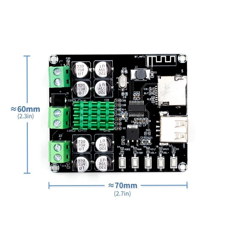 Tpa3116D2 Xh-M422 Dc12-24V 50 Вт+ 50 Вт Bluetooth 4,0 Плата усилителя Tpa3116 с Bluetooth U диск Tf карта плеер Vhm-302