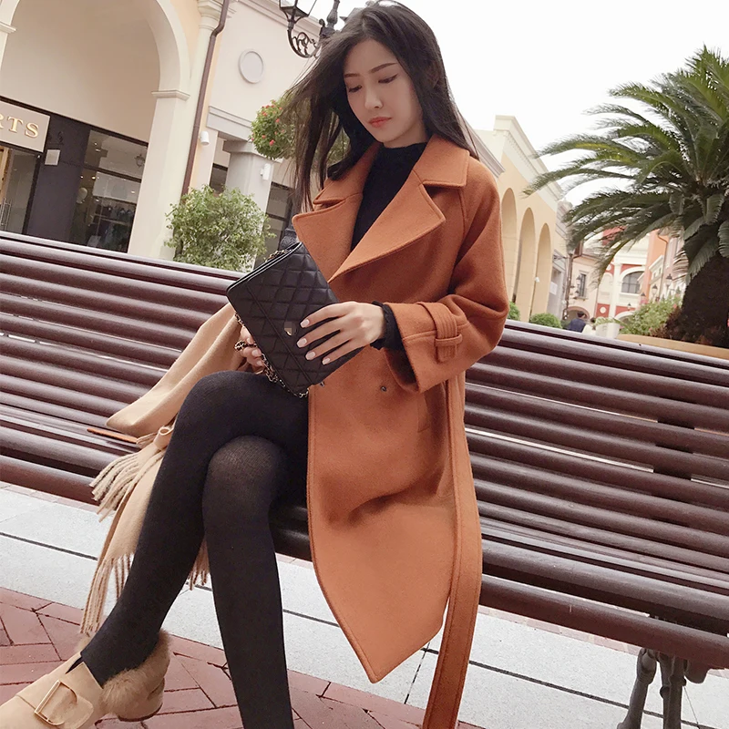 

VZFF 2019 autumn and winter woolen coat female Mid-Long New Korean temperament women's popular woolen coat