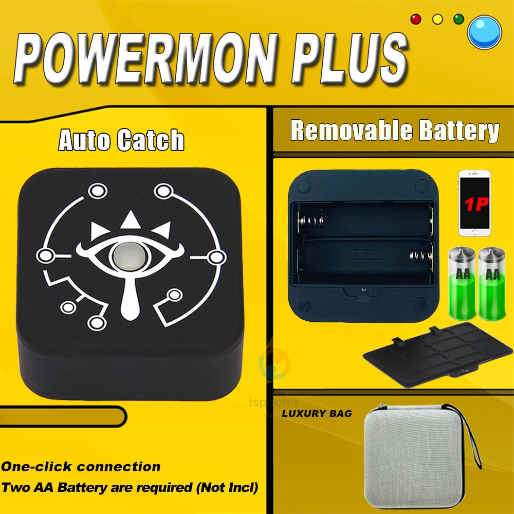 

1P Auto Catch Device Bluetooth-Compatible for Android IOS Phone For Powermon Go Plus Removable the Cover to Instal the Battery