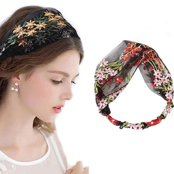 

Haimeikang Korean Simple Turban Face Wash Hair Band Lace Wide-Brimmed Headband Female Women Retro Headdress Hair Accessories
