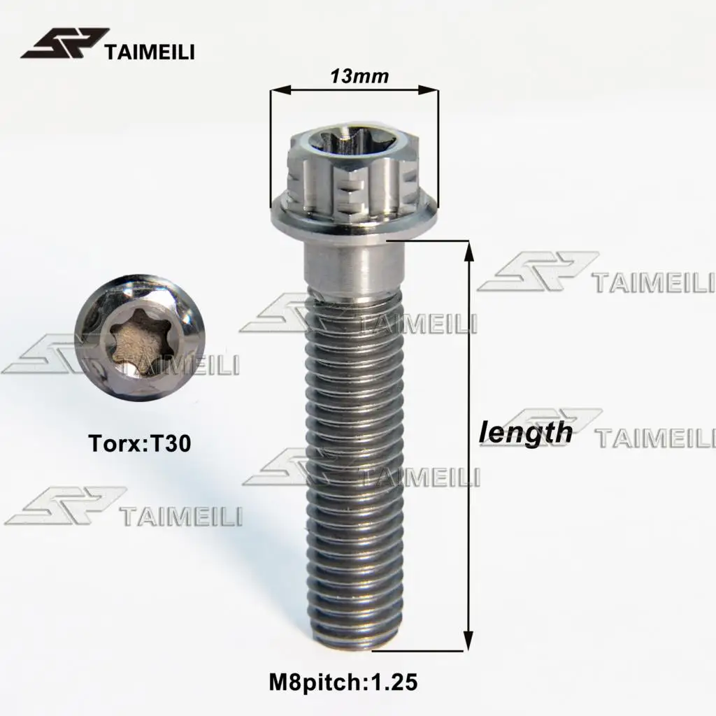 TAIMEILI Титан винт с шестигранной головкой Винт с фланцем, m8x15/20/25/30/35/40/45/50 м шаг резьбы, 1,25 мотоцикл винт