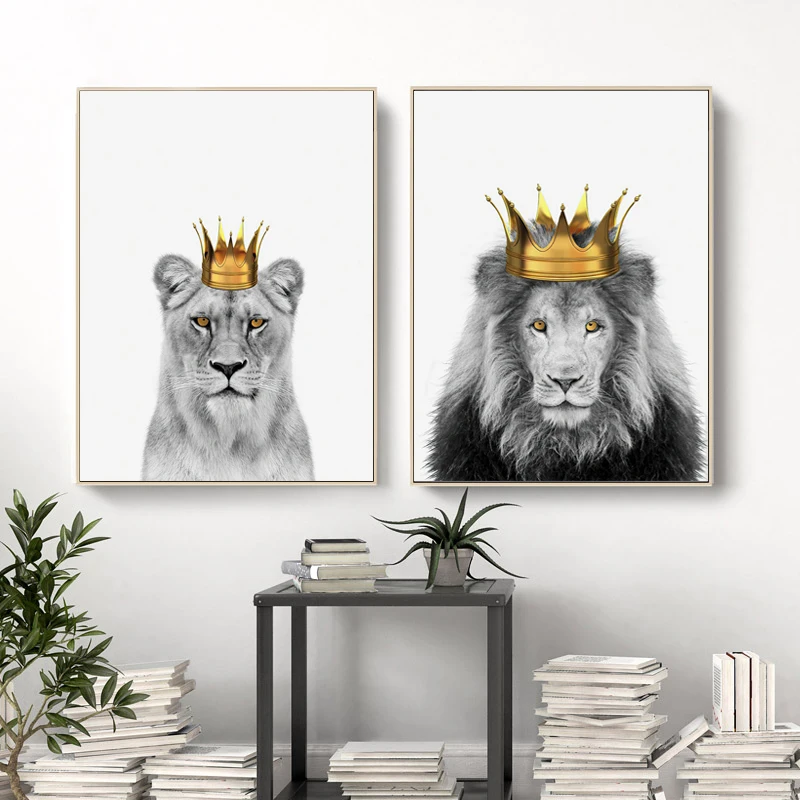 Lionesses Pictures Lion Lioness Pictures Crown Lion Lioness Canvas Poster Canvas Aliexpress