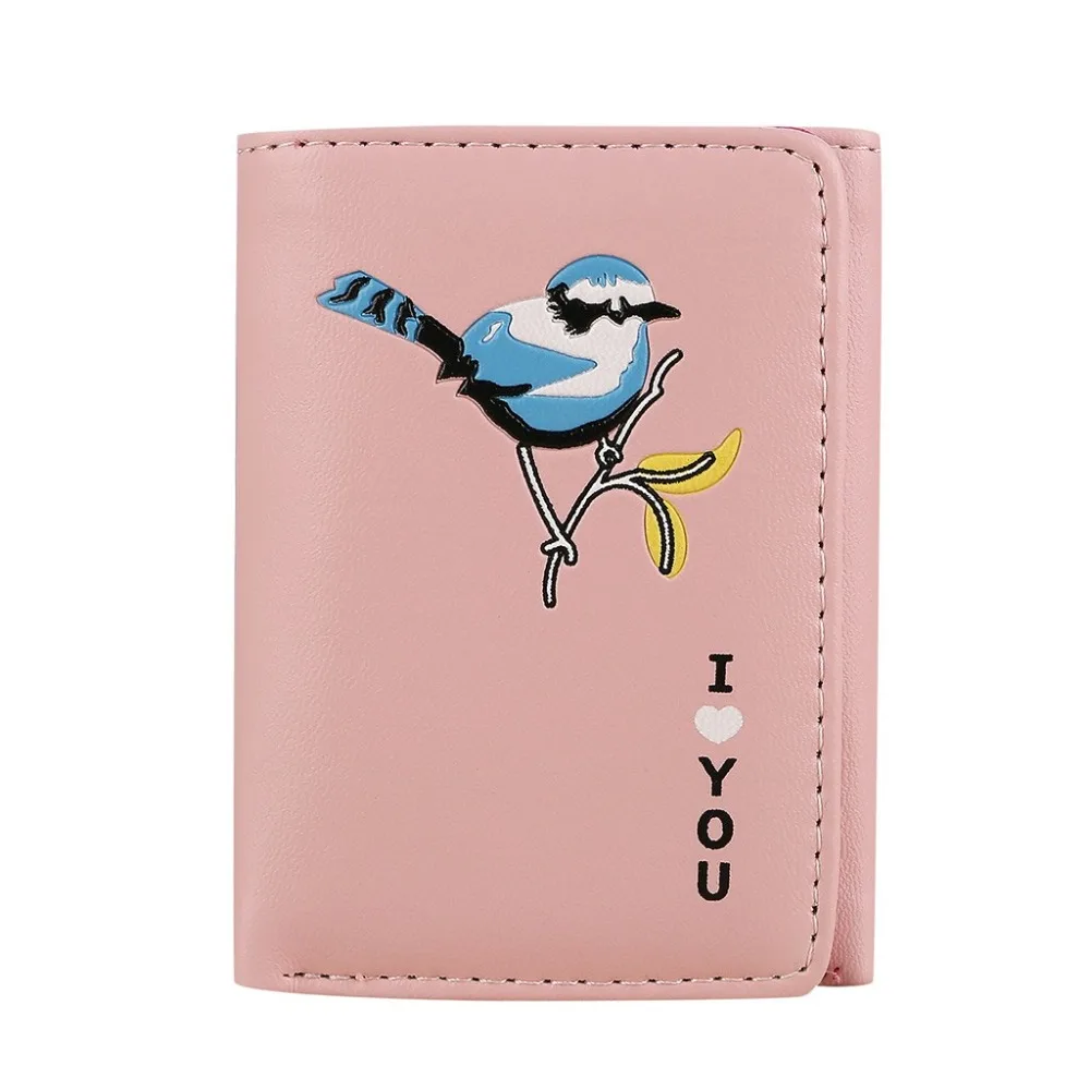 Women Wallet Fashion Mini Trend Solid Color Short Print Cute Cartoon Leather Clutch Bags Coin Purse Card Holder Wallet  (11)