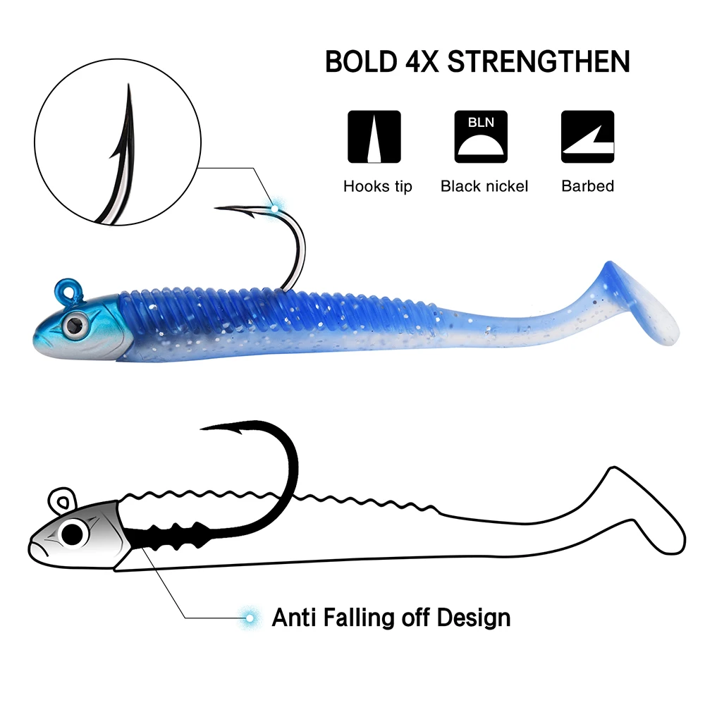 Goture 5 шт./компл. Мягкая приманка 20 г 10,8 см Jig Head быстро качели блеск световой дизайн более одинарный крючок колючая для всех рыболовных