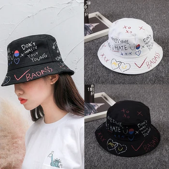 

Summer Fisherman Hat Women Men Personality Graffiti Sun Hat Unisex Sunscreen Fashion Bucket Cap Casual Female Streetwear Caps