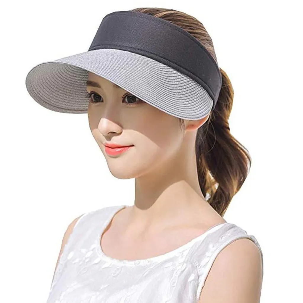 Летняя соломенная шляпа от солнца, простая женская уличная Солнцезащитная шляпа с козырьком для женщин, с широкими полями, с защитой от ультрафиолета, женская шапка# L20
