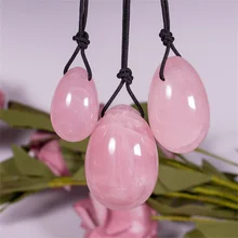 1 Set Natural Pink Rose Quartz Yoni Jade Eggs Healing Crystal Massage Stick Stone Women Kegel Exerciser Reiki Healing Gemstone