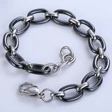 LOSTSOUL черный модный Овальный полый керамический дизайнерский Круглый браслет из нержавеющей стали с женским