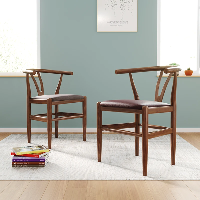 

Nordic Creative Imitation Wooden Dining Chair American Retro Home Cafe Coffee Bedroom Study Leisure Simple Imitation Wood Chairs