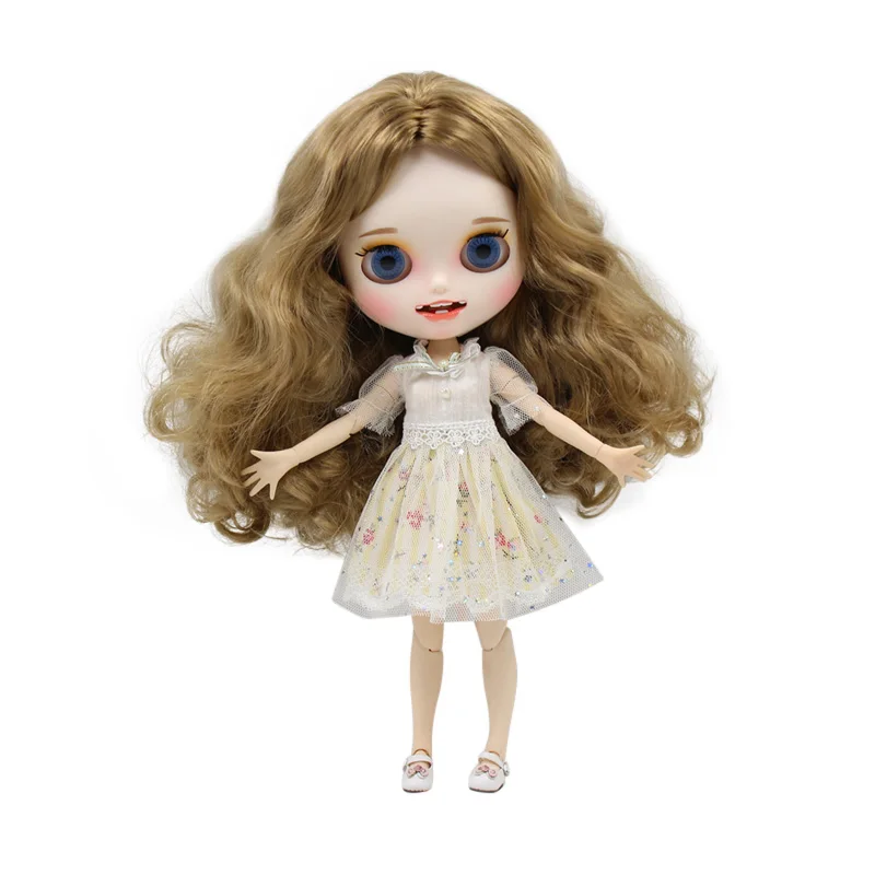 Forturn days 1/6 bjd doll 19 joint body 230BL9400 golden long curly hair new matte face with eyebrows smiling face gift toy