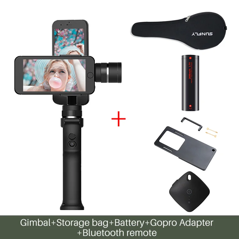 Funsnap Capture 3 оси ручной смартфон Gimbal Gopro стабилизатор для iPhone Xs Max XR Piexl Gopro 7 6 5 Y EKEN H9 - Цвет: Gimbal Adapter Kit