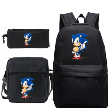 

Hot Sale Sonic Print Mochilas Escolar Boys Girls School Bags Travel Backpack Bolsa Escolar with Crossbody Bag Pen Bags