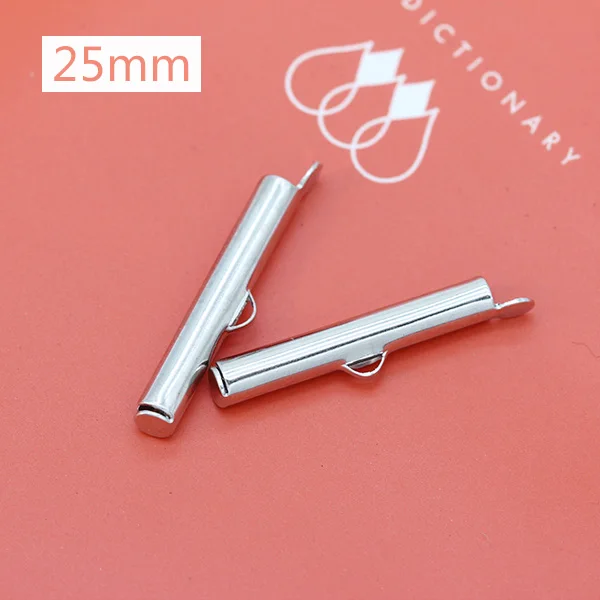 50p 25mm nickel 50p 10-40 мм обжимные концевые бусины скользящие на конце застежки трубки ползунок концевые колпачки Diy ожерелье браслет соединители ювелирные изделия - Цвет: 50p 25mm nickel