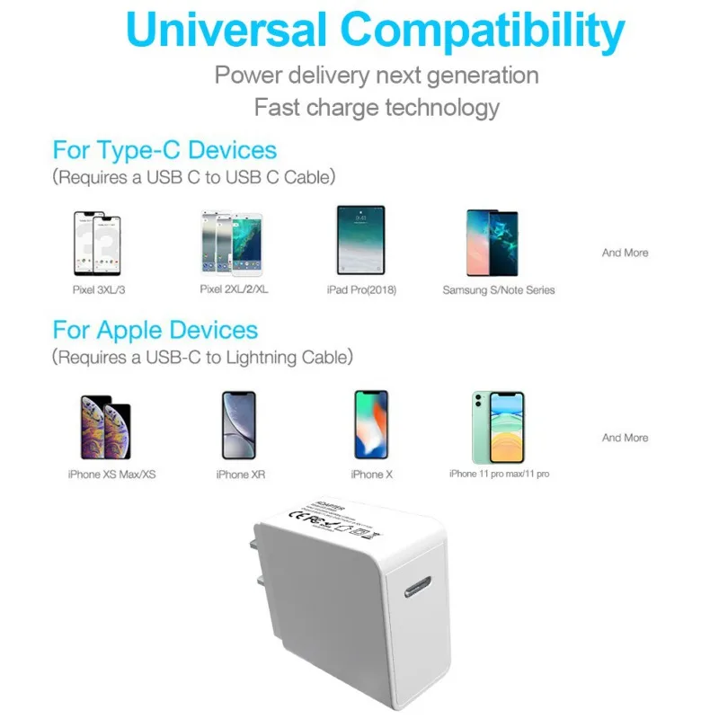 Новинка 18 Вт USB-C PD 3,0 зарядное устройство для путешествий Настенная карта памяти 3