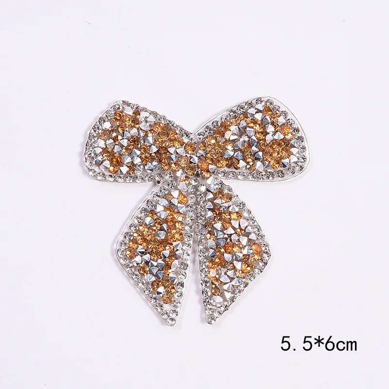 yellow bow ZOTOONE Strass Crystals Rhinestones Applique Iron on Clear Hotfix Rhinestone Stickers Stones for Clothes bow-knot Decoration G - Цвет: yellow bow