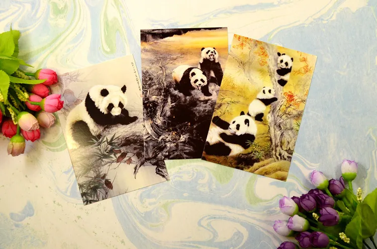 20sheets Chinese style Ink painting traditional Chinese painting national treasures Playful panda postcards Greeting Card/Wish