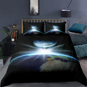 

Yi Chu Xin Cosmic 3D Starry Sky Bedding Set Queen Duvet Cover Sets Twin Full King Single Moon Bed king size bedding set