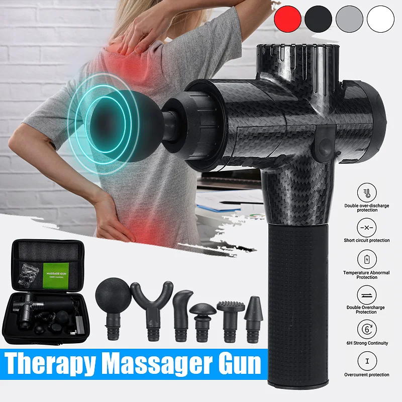 

5 Color 3600r 6 Heads Electronic Therapy Body Massage for Gun Low Noise LED Massage-Guns Body Muscles Relaxing Relief Pains