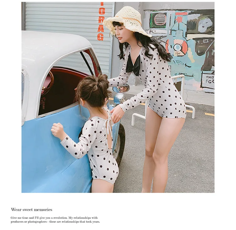 Mpolkat Dot Mommy and Me Купальники комбинезон для дома рубашки с длинными рукавами для мамы и дочки подходящее бикини Купальники Одежда