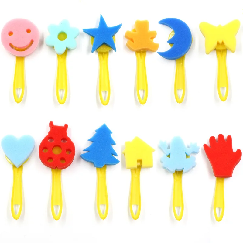 Sponge Painting Brushes Kids Painting Kits Early Learning Drawing Toys for DIY Art Crafts