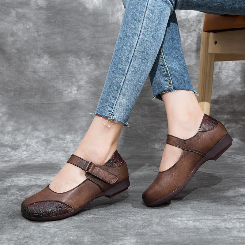 

[] 2019 Summer New Style Literature And Art Retro Handmade WOMEN'S Genuine Leather Shoes Comfortable Casual Versatile Soft-Sole