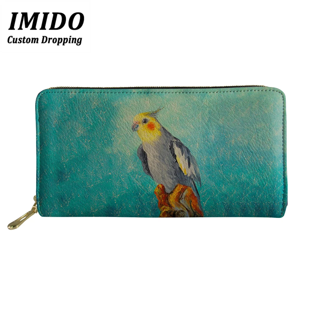 IMIDOO, Ретро кошелек, картина маслом, рисунок попугая, многофункциональные кошельки на молнии, женский кошелек, сумка, кошелек для мобильного телефона, новинка - Цвет: WLL5245
