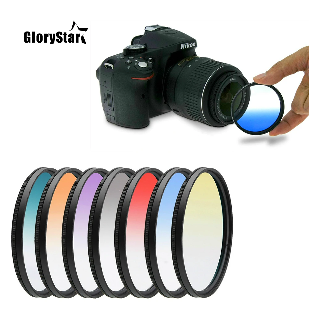 Filtre de lentille de couleur pour canon Nikon Sony Pentax, cercle gradué  dégradé progressif 30 37 40.5 43 46 49 52 55 58 62 67 72 77 82 MM -  AliExpress