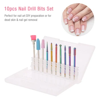 

10pcs Nail Drill Bits Set Pedicure & Manicure Replacement Drill Bits for Electric Nail Drill Remove Nail Polish Rainbow Coating