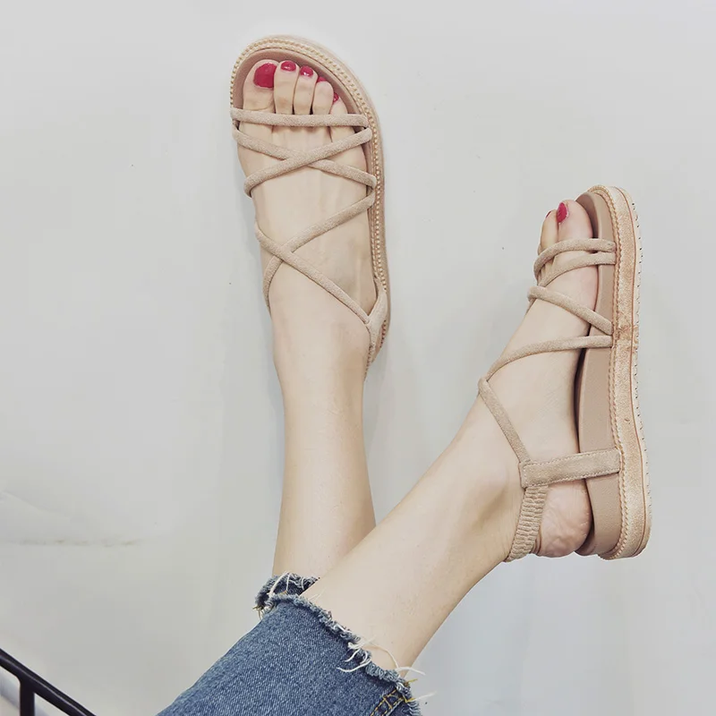 

Sandals female 2019 new wild ins tide band thick platform female shoes student casual Roman shoes summer sandals women shoes