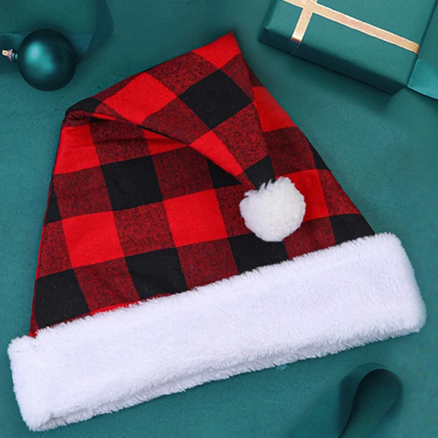 Plaid Christmas Hat Merry Christmas Decorations Red Black Santa Claus Fancy Dress Hat Christmas Cap Adult Kids Party Supplies Christmas Hats Aliexpress
